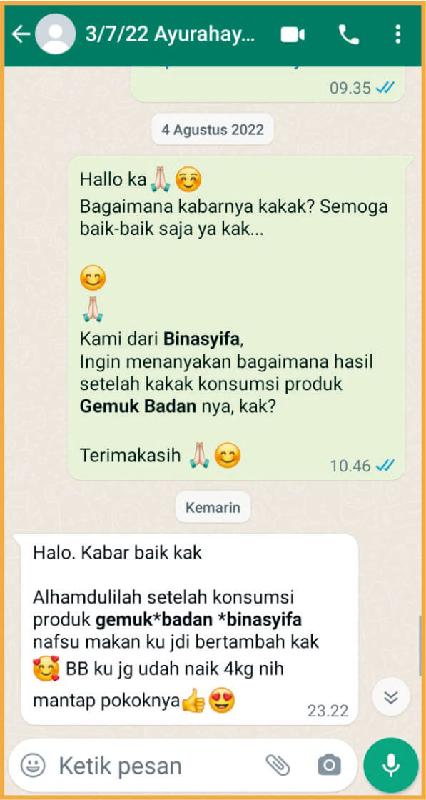 Testimoni Gemuk Badan - Ayurahayu